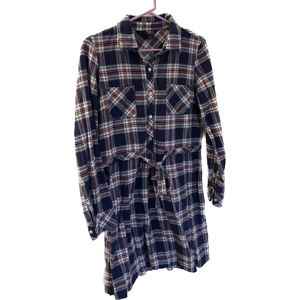 Hayes Shirt Dress Women’s Plaid Flannel Blue Purple Sz M Used